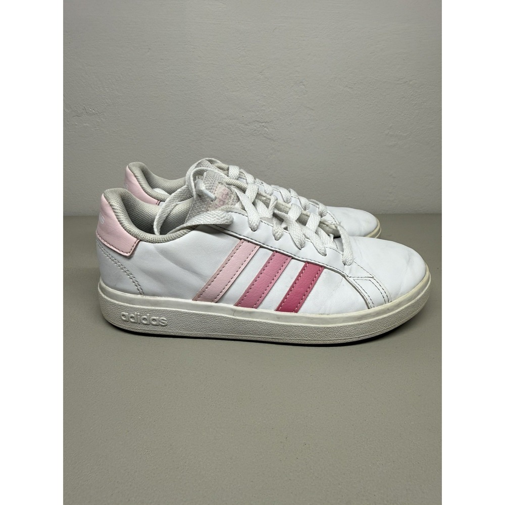 Adidas Grand Court 2.0 K (IG0440) Girls Size 2 Tennis Sneakers White Pink